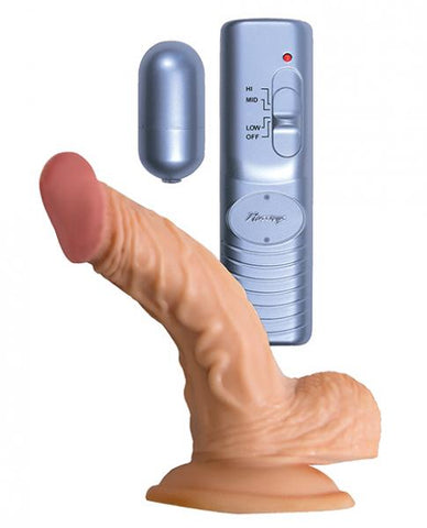 All American Whopper 5 inches Vibrating Dildo, Balls  Beige