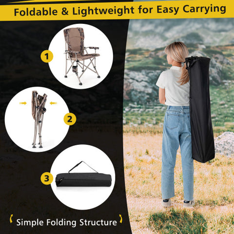 Portable Camping Chair with 400 LBS Metal Frame and Anti-Slip Feet