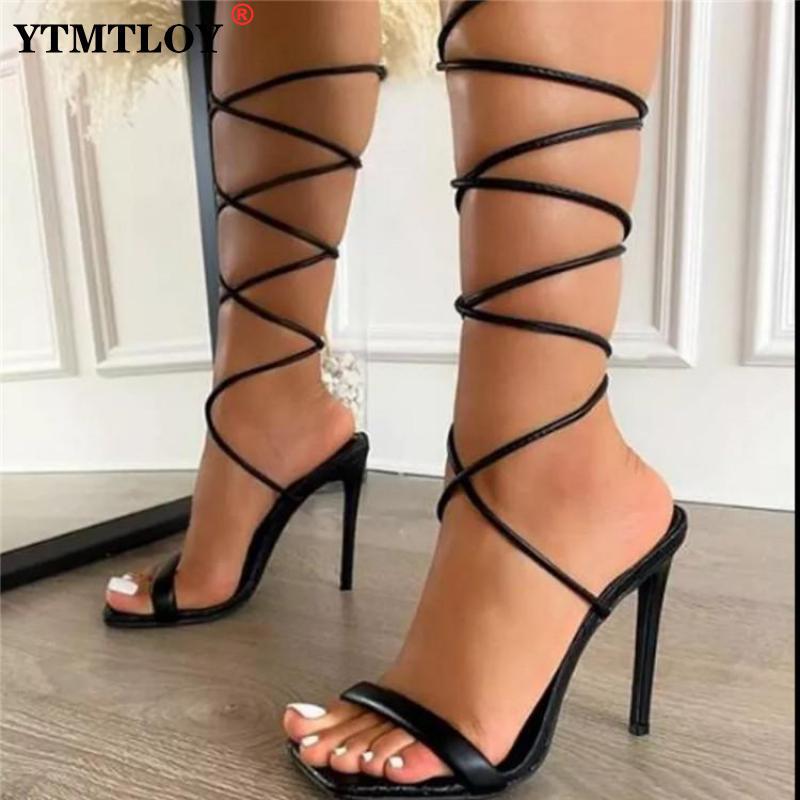 Summer Women High Heels Crystal Sandals Wedding Bridal Stiletto Glitter Prom Elegant Stripper Diamond Shoes Sexy  Ankle Strap