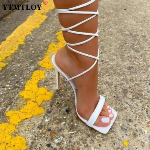 Summer Women High Heels Crystal Sandals Wedding Bridal Stiletto Glitter Prom Elegant Stripper Diamond Shoes Sexy  Ankle Strap