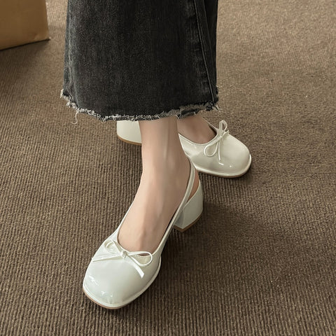 Shoes Female 2023 New Slingbacks Mary Janes Women's High Heels Summer Office Pumps Women Butterfly-knot Closed Toe Sandals Women