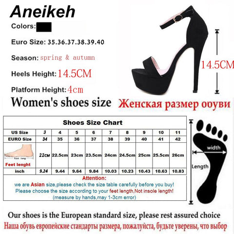 Aneikeh Sexy Gladiator Platform Buckle Strap Women Sandals 2023 Thin High Heels Club Party Shoes Summer Sandalias De Mujer Black