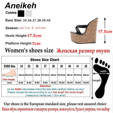 Aneikeh Wedges Heel Women Slippers Fashion Open Toe Platform Sandals Summer Super High Heels Female Party Shoes Size 35-42