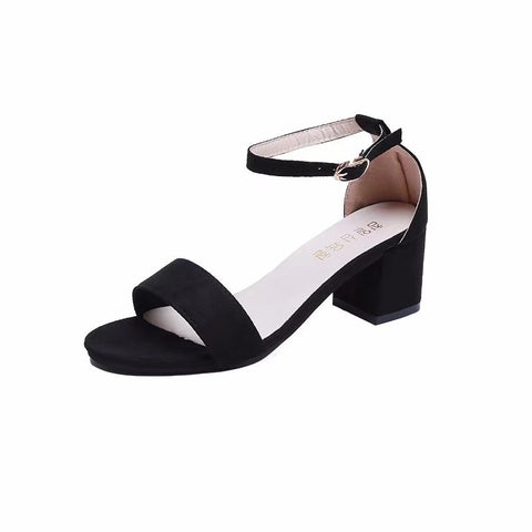 Summer 2023 New High Heels Women's Shoes With Open Toe Suede Sexy Word Buckle Women Sandals Ankle Strap Rome Shoes Size 34-40