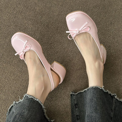 Shoes Female 2023 New Slingbacks Mary Janes Women's High Heels Summer Office Pumps Women Butterfly-knot Closed Toe Sandals Women