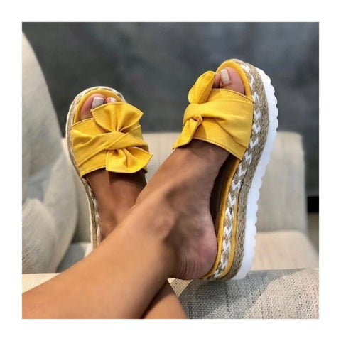 2023 Summer Popular Wedge Women's Sandals Cute Bow Decoration Comfortable Low Heel Women's Shoes size36-43