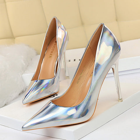 Women Fetish 10.5cm High Heels Pumps Wedding Bridal Stiletto Wedding Bridal Heels Lady Scarpins Office Party Green Blue Shoes