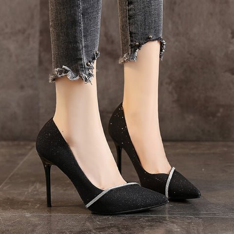 Ladies Shoes 2023 Fashion Basic Women's High Heels Sexy Party Pumps Women Crystal Slip-on Spike Thin Heels Female Shoes Zapatos