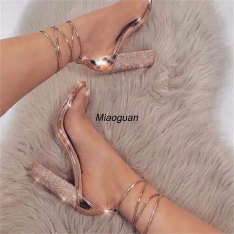 High Heels Women's Shoes Summer 2023 Rhinestone Bling Luxury Fashion Cross-tied Party Wedges Ladies Pumps Round Toe Comfortable