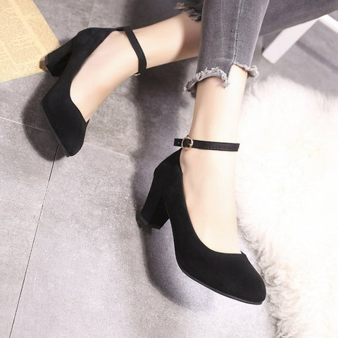 Women'S High Heels Round Toe New Fashion Shoes Thick Heel Pink Woman Shoes Elegant And Comfortable Ladies  Zapatos De Mujer