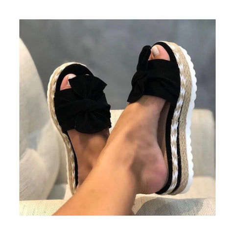 2023 Summer Popular Wedge Women's Sandals Cute Bow Decoration Comfortable Low Heel Women's Shoes size36-43