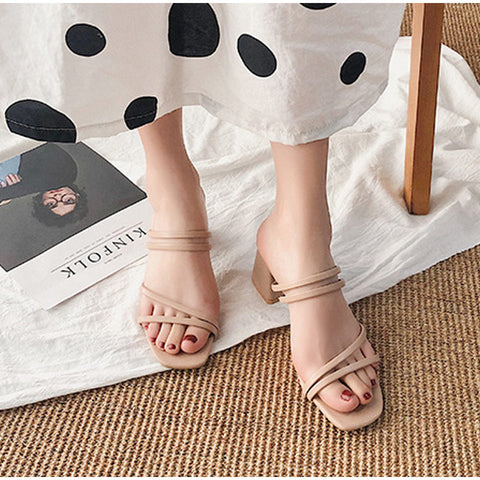 Women High Heel Sandals Summer Fashion Female Shoes Woman Square Heel Open Toe Ladies Sexy Sandalias Wedge Shoes 2023 New