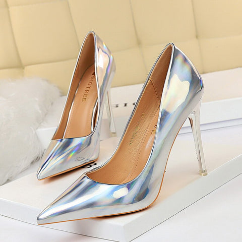 Women Fetish 10.5cm High Heels Pumps Wedding Bridal Stiletto Wedding Bridal Heels Lady Scarpins Office Party Green Blue Shoes