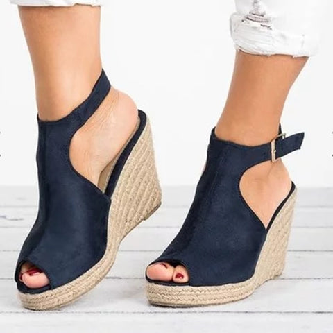 Heeled Sandals for Women Summer 2023 Espadrilles Women Sandals Comfort Buckle Strap Platform Shoes for Women New Sandalias Heels