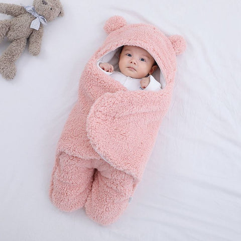 Baby Sleeping Bag Ultra-Soft Fluffy Fleece Newborn Cocoon Blanket Infant Boys Girls Clothes Sleeping Nursery Wrap Swaddle 3 6 M