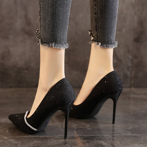 Ladies Shoes 2023 Fashion Basic Women's High Heels Sexy Party Pumps Women Crystal Slip-on Spike Thin Heels Female Shoes Zapatos