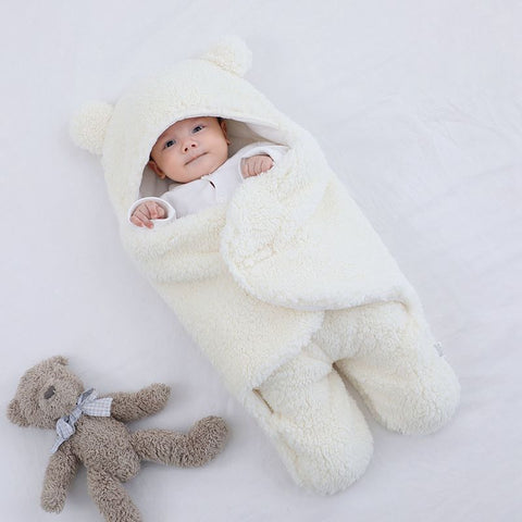 Baby Sleeping Bag Ultra-Soft Fluffy Fleece Newborn Cocoon Blanket Infant Boys Girls Clothes Sleeping Nursery Wrap Swaddle 3 6 M