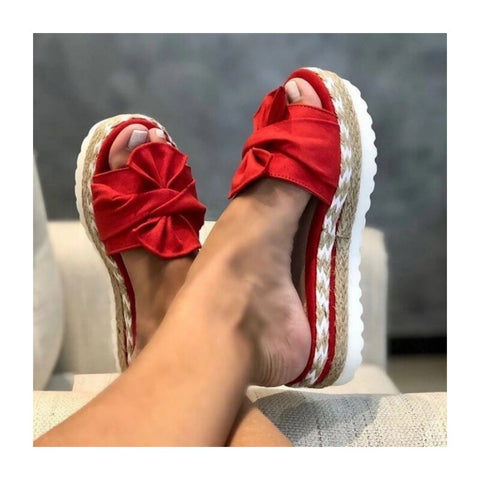 2023 Summer Popular Wedge Women's Sandals Cute Bow Decoration Comfortable Low Heel Women's Shoes size36-43