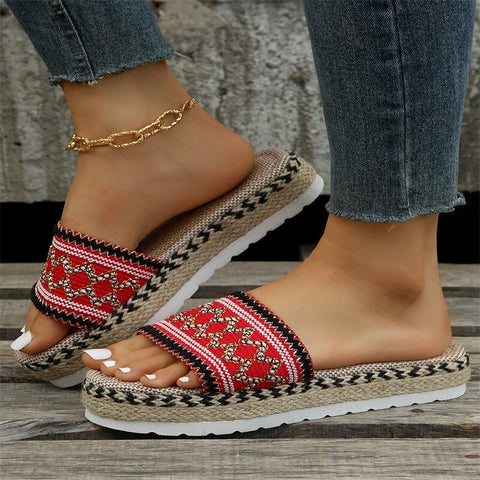 Women's Slippers Platform Summer Shoes for Women 2023 New Beach Casual Heeled Sandals Bohemian Handmade Ladies