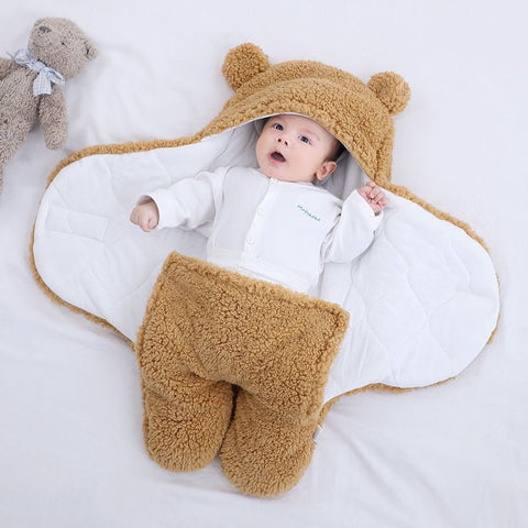 Baby Sleeping Bag Ultra-Soft Fluffy Fleece Newborn Cocoon Blanket Infant Boys Girls Clothes Sleeping Nursery Wrap Swaddle 3 6 M