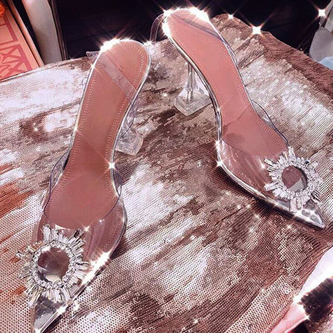 Luxury Sandals Women Pumps Transparent PVC High Heels Shoes Sexy Pointed Toe Slip-on Wedding Party Brand Fashion Shoes for Lady