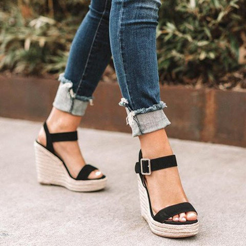 Heeled Sandals for Women Summer 2023 Espadrilles Women Sandals Comfort Buckle Strap Platform Shoes for Women New Sandalias Heels