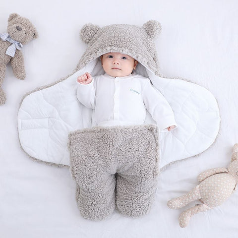 Baby Sleeping Bag Ultra-Soft Fluffy Fleece Newborn Cocoon Blanket Infant Boys Girls Clothes Sleeping Nursery Wrap Swaddle 3 6 M