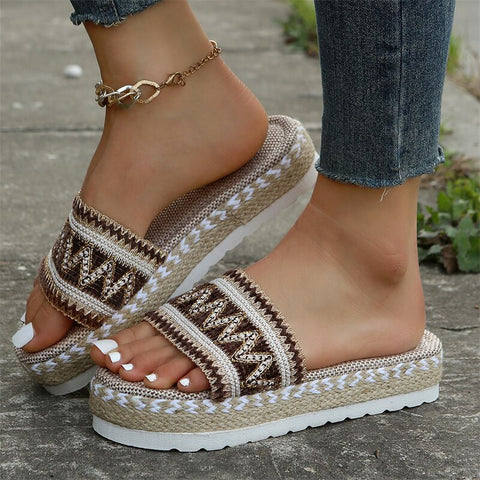 Women's Slippers Platform Summer Shoes for Women 2023 New Beach Casual Heeled Sandals Bohemian Handmade Ladies