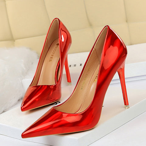 Women Fetish 10.5cm High Heels Pumps Wedding Bridal Stiletto Wedding Bridal Heels Lady Scarpins Office Party Green Blue Shoes