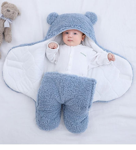 Baby Sleeping Bag Ultra-Soft Fluffy Fleece Newborn Cocoon Blanket Infant Boys Girls Clothes Sleeping Nursery Wrap Swaddle 3 6 M