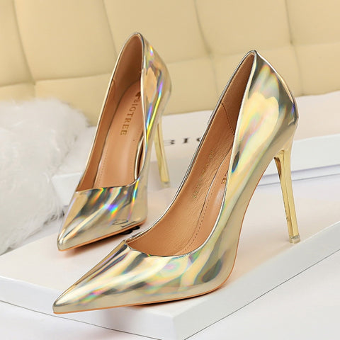 Women Fetish 10.5cm High Heels Pumps Wedding Bridal Stiletto Wedding Bridal Heels Lady Scarpins Office Party Green Blue Shoes