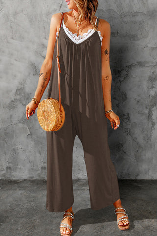 Full Size Spaghetti Strap Wide Leg Jumpsuit