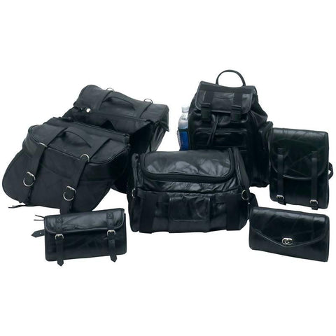 Iron Horse 7pc Rock Design Genuine Buffalo Leather Motorcycle Luggage Set