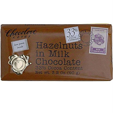 Chocolove Milk Chocolate Bar With Hazelnut (12x3.2 Oz)