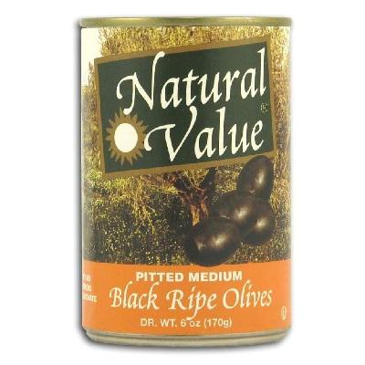 Natural Value Med Pittd Black Olives (24x6oz )