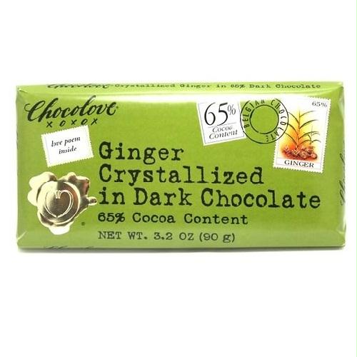 Chocolove Dark Chocolate Bar Crystallized Ginger (12x3.2 Oz)