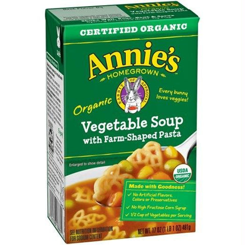 Annie's Homegrown Organic Vegetable Soup With Farm-shaped Pasta (8x17 Oz)