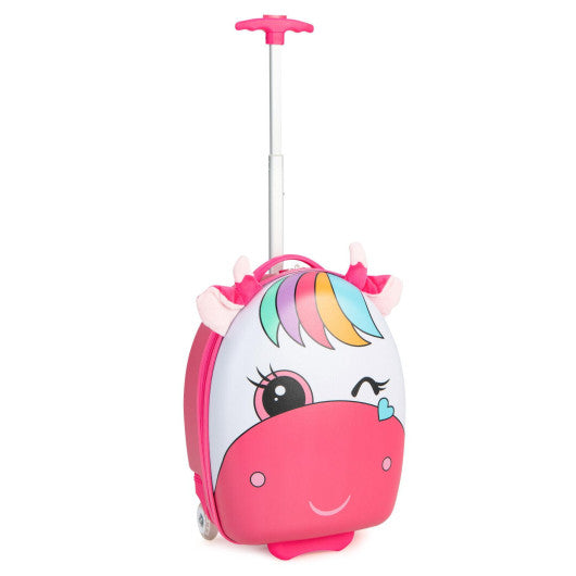 16 Inch Kids Rolling Luggage with 2 Flashing Wheels and Telescoping Handle-Pink