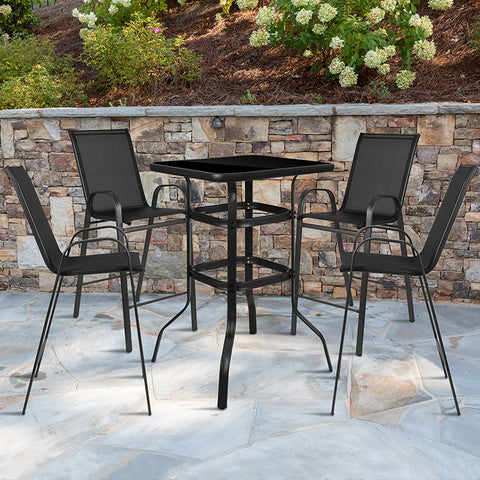 5PC Glass Bar Patio Table Set