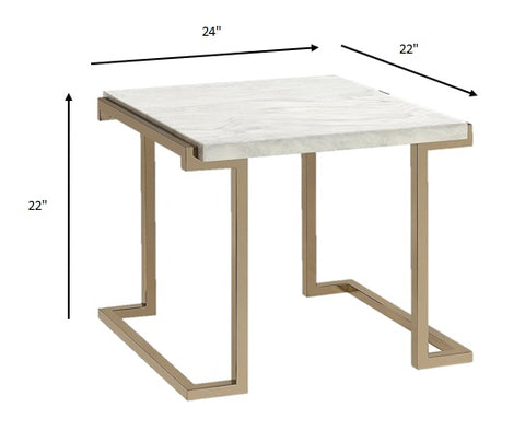 24" X 22" X 22'Faux Marble Champagne End Table