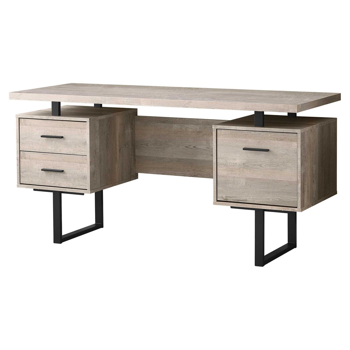 24" Taupe Rectangular Computer Desk With Three Drawers