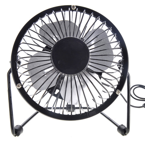 Portable Metal USB Mini Table Fan - Black