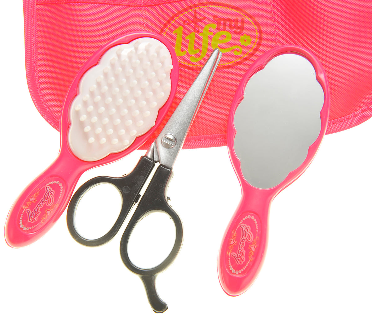 Beauty Salon Fashion Toy Set W/ Hair Dryer Curling Iron Mirror Scissor Hair Brush - Pretend Play Set