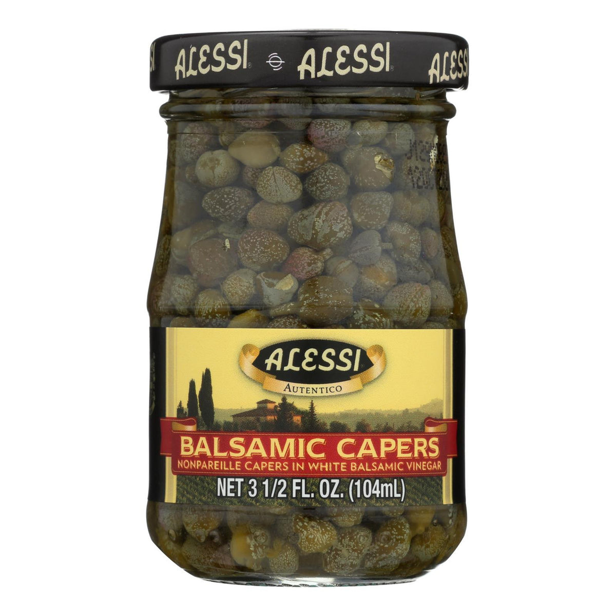 Alessi - Capers in White Balsamic Vinegar - 3.5 oz - Case of 6 (6x3.5 OZ)