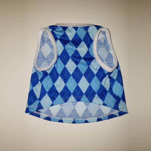 Blue Argyle Cat and Dog T-Shirt