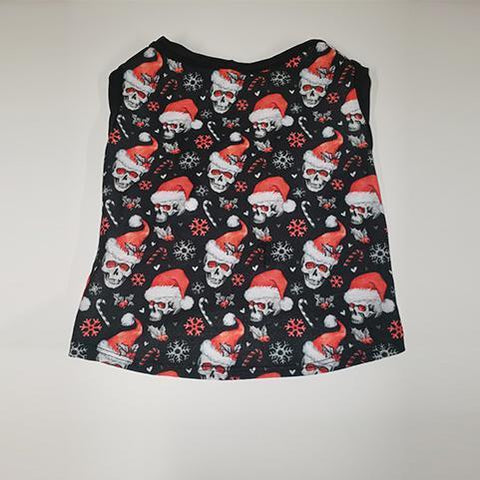 Santa Skull Black Cat and Dog T-Shirt