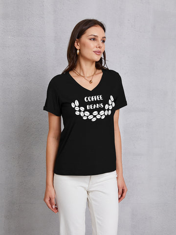 COFFEE BEANS V-Neck Short Sleeve T-Shirt