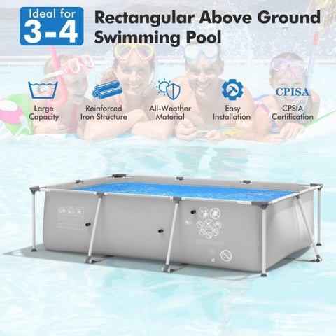 Above Ground Swimming Pool with Pool Cover-Gray