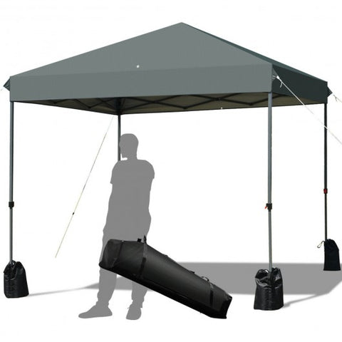 8’x8' Outdoor Pop up Canopy Tent  w/Roller Bag-Gray