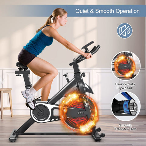 Indoor Silent Belt Drive Adjustable Resistance Cycling Stationary Bike